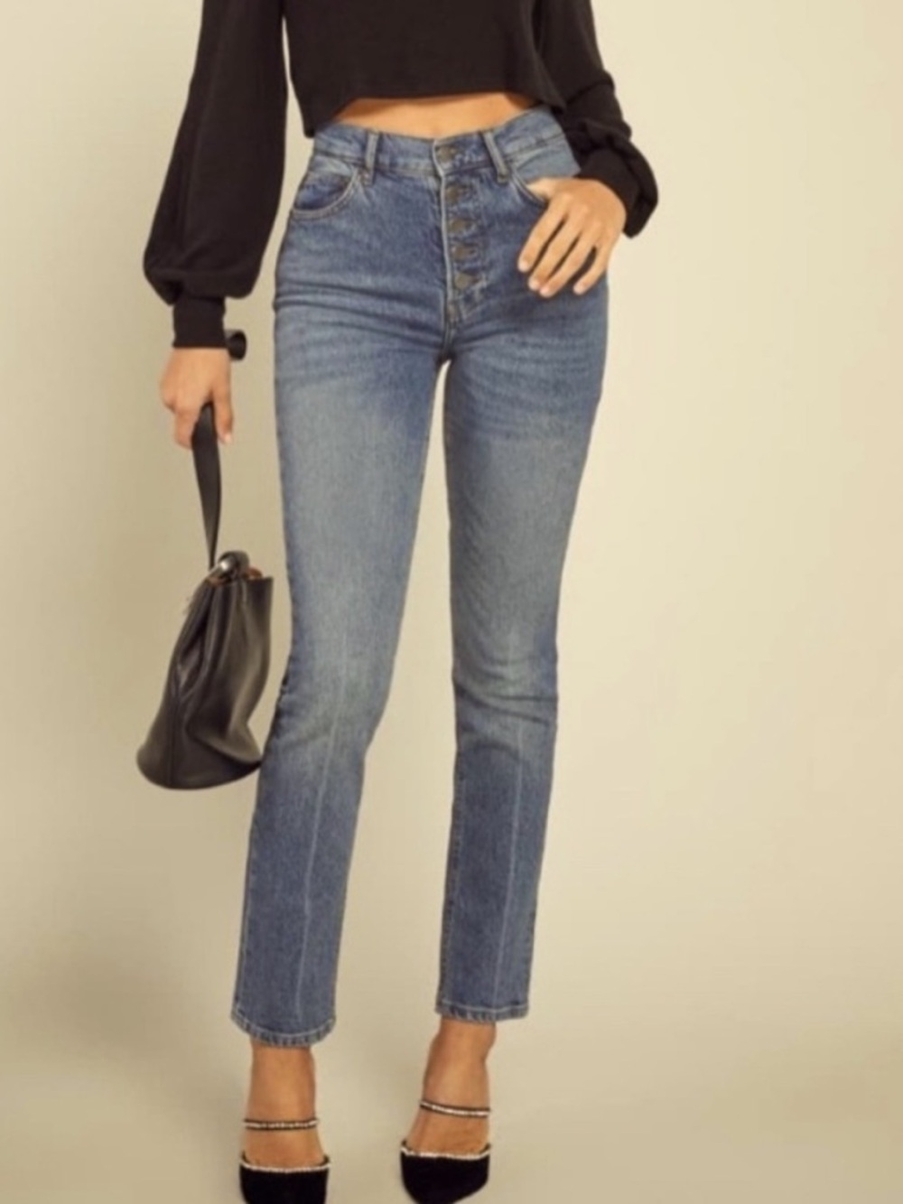 Reformation Liza Button Fly High Rise Jean Size 31